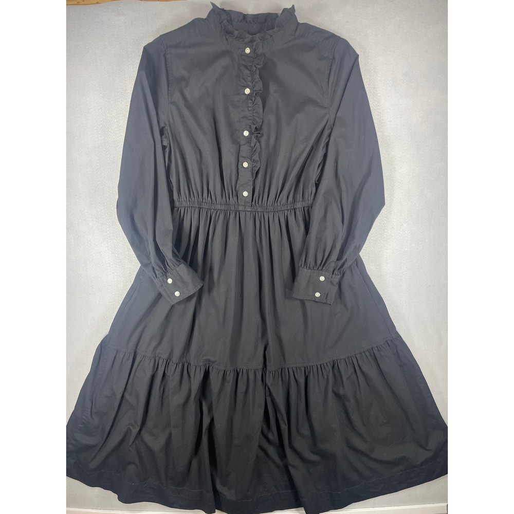 Free Assembly Womens Dress Tiered Midi Black Cotton Blend S